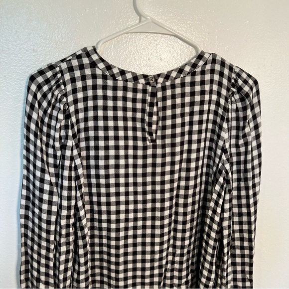 Loft Long Sleeve Blouse Black White Gingham - Picture 9 of 12